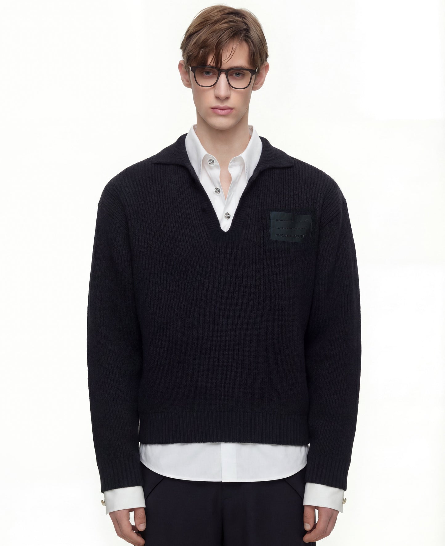 Fake Layered Wool Blend Short Knit Sweater WN23323