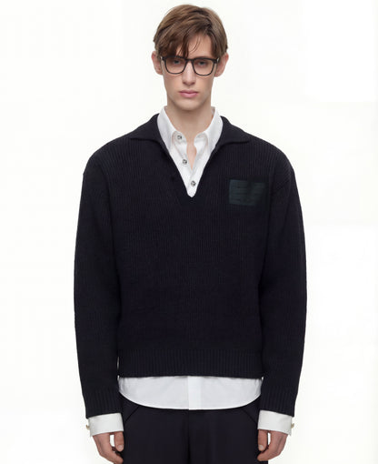 Fake Layered Wool Blend Short Knit Sweater WN23323