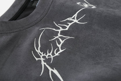 Oversize Suede Short Sleeve T-Shirt WN13121