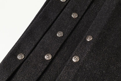 Heavyweight Studs Wide Leg Denim Jeans WN25687