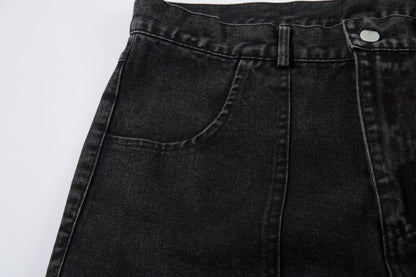 Washed Eyelet Cargo Denim Jeans WN25447