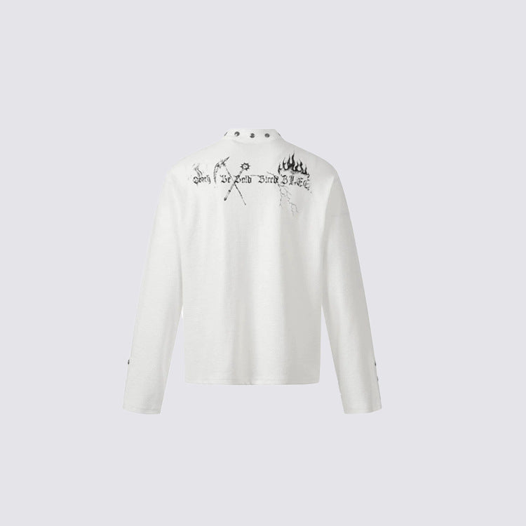 Grim Reaper Print Oversize Long Sleeve T-Shirt WN27957