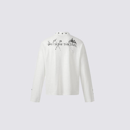 Grim Reaper Print Oversize Long Sleeve T-Shirt WN27957