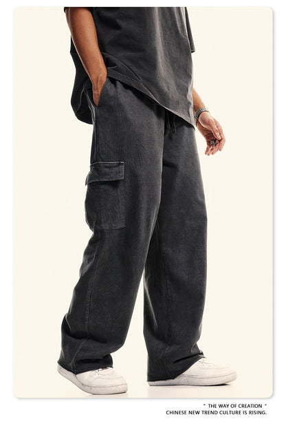 Washed Heavyweight Short Sleeve T-Shirt & Cargo Sweatpants Setup WN6063