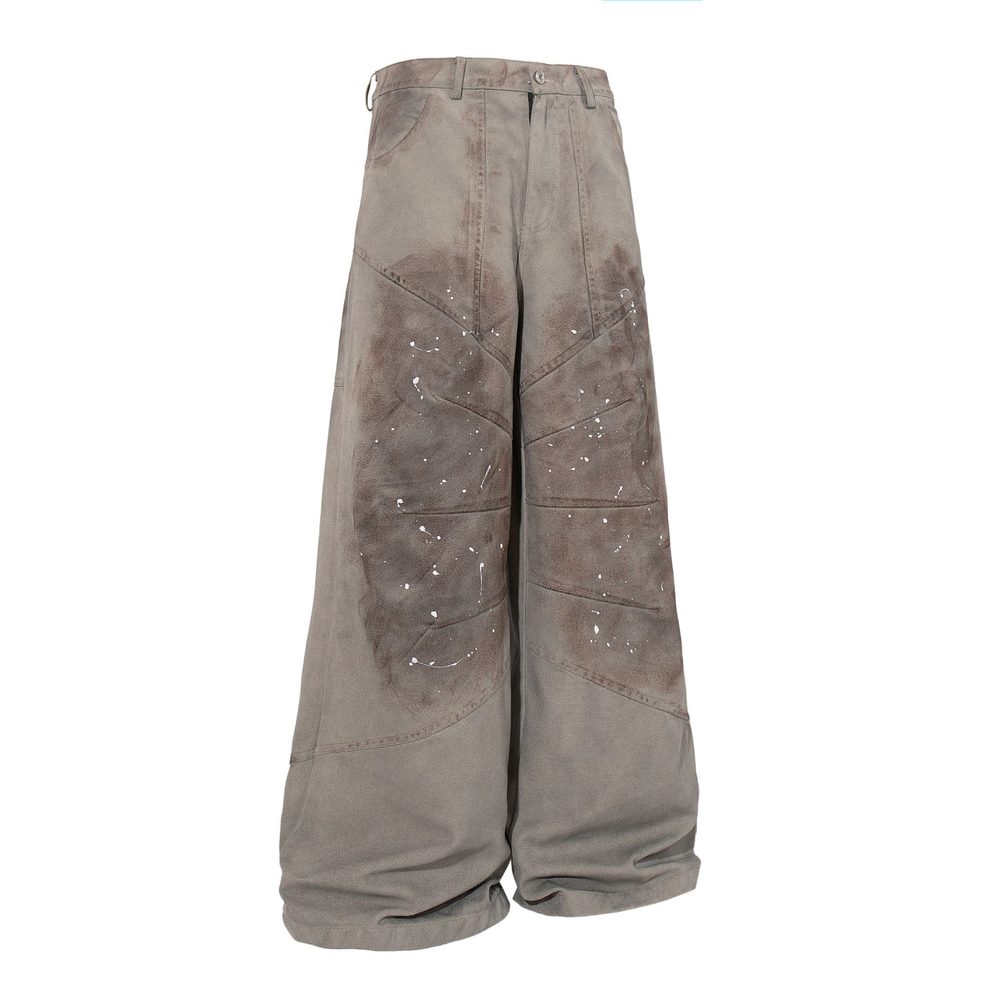 Washed Paint Studs Detail Wide Leg Pants WN25436