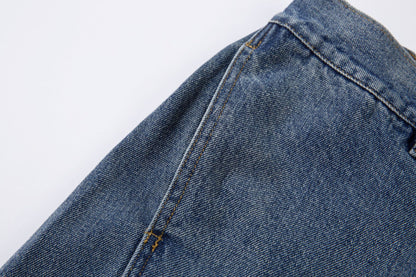 Washed Split-Design Denim Jeans WN13119