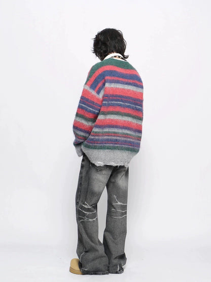 Colorblock Stripe Knit Sweater WN10959