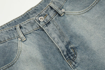 Washed Deconstruction Wide Leg Denim Half Jeans WN26112