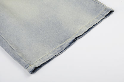 Letter Star Print Denim Half Jeans WN25412