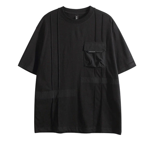 Pocket Oversize Round Neck Short Sleeve T-Shirt WN5431