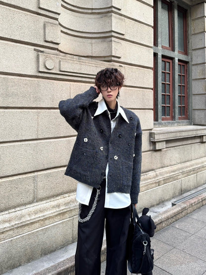 Hand-Beaded Flower Oversize Knit Cardigan WN23183