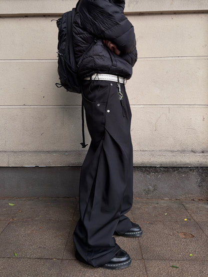 Pleats Drape Wide Leg Trousers WN24371