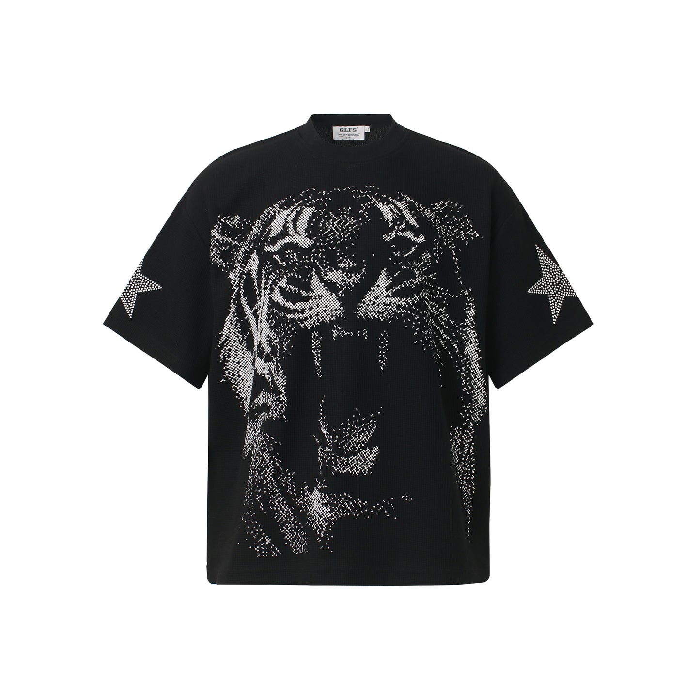 Graffiti Tiger Print Waffle Oversize Short Sleeve T-Shirt WN25898