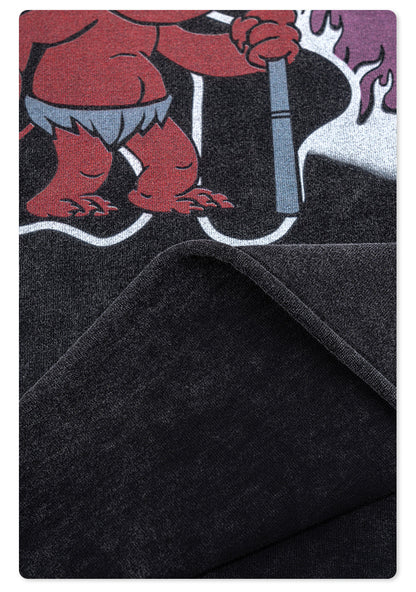 Washed Print Oversize Short-sleeve T-shirt WN6381