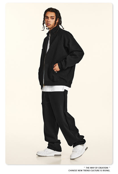 Heavyweight Fleece Lining Pullover Hoodie & Zipper Sweatshirt & Sweatpants Setup WN9937