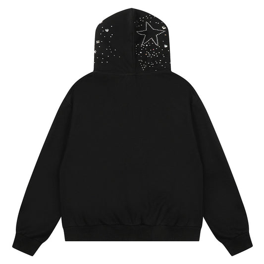 Star Rhinestone Zipper Hoodie WN23568
