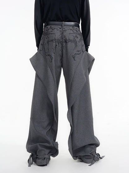 Deconstructed Hand-Paint Adjustable-Hem Trousers WN12120