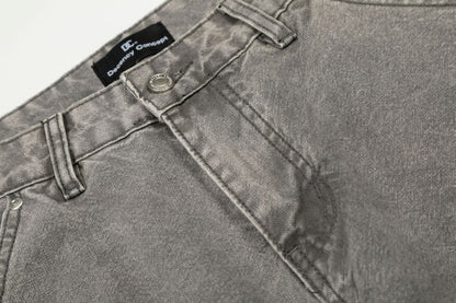 Deconstruction Damage Wide Leg Denim Jeans WN25818
