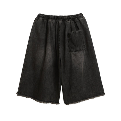 Damage Raw Hem Denim Half Jeans WN26784
