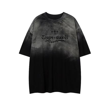 Gradient Thorn Logo Print Short Sleeve T-Shirt WN25806
