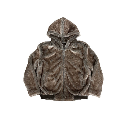 Fake Fur Hooded Zipper Jacket WN19025
