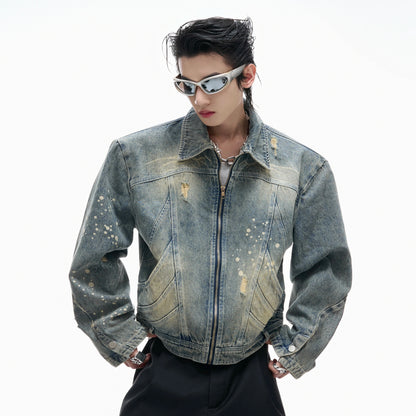 Damage Washed Zipper Jacket WN20547