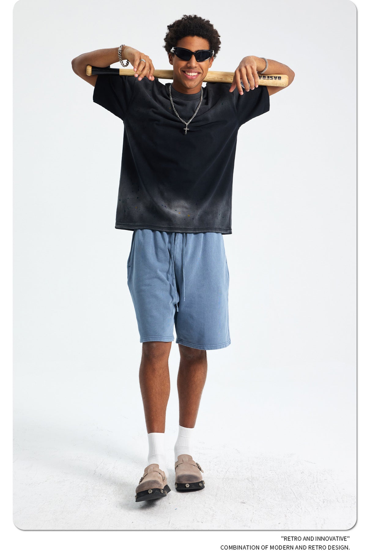 Ink Splash Spray Dye Washed Short Sleeve T-Shirt WN16275