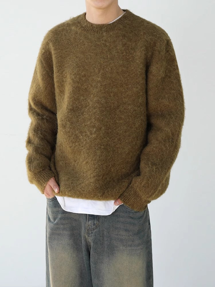 Round Neck Oversize Plush Knit Sweater WN6691