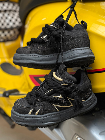 Rope Lace Panel Chunky Sole Sneakers WN24512