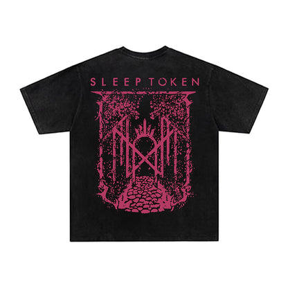 Washed Thorn Symbol Print Oversize Short Sleeve T-Shirt WN26890