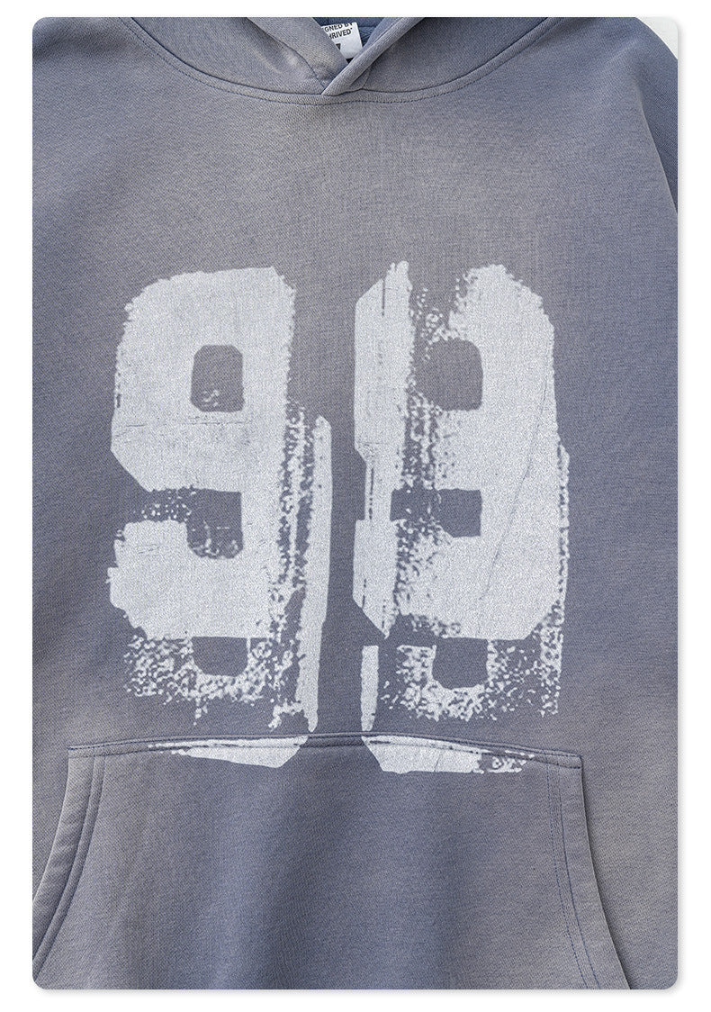 Water Washed Graffiti Print Hoodie WN7868