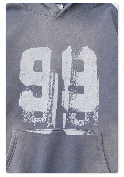 Water Washed Graffiti Print Hoodie WN7868