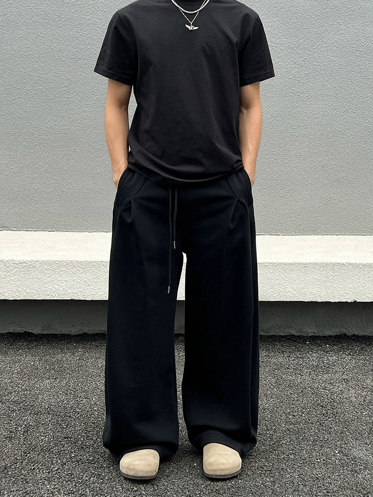 Drawstring Wide Leg Sporty Sweatpants WN19408