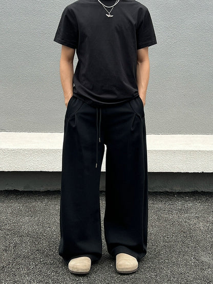 Drawstring Wide Leg Sporty Sweatpants WN19408