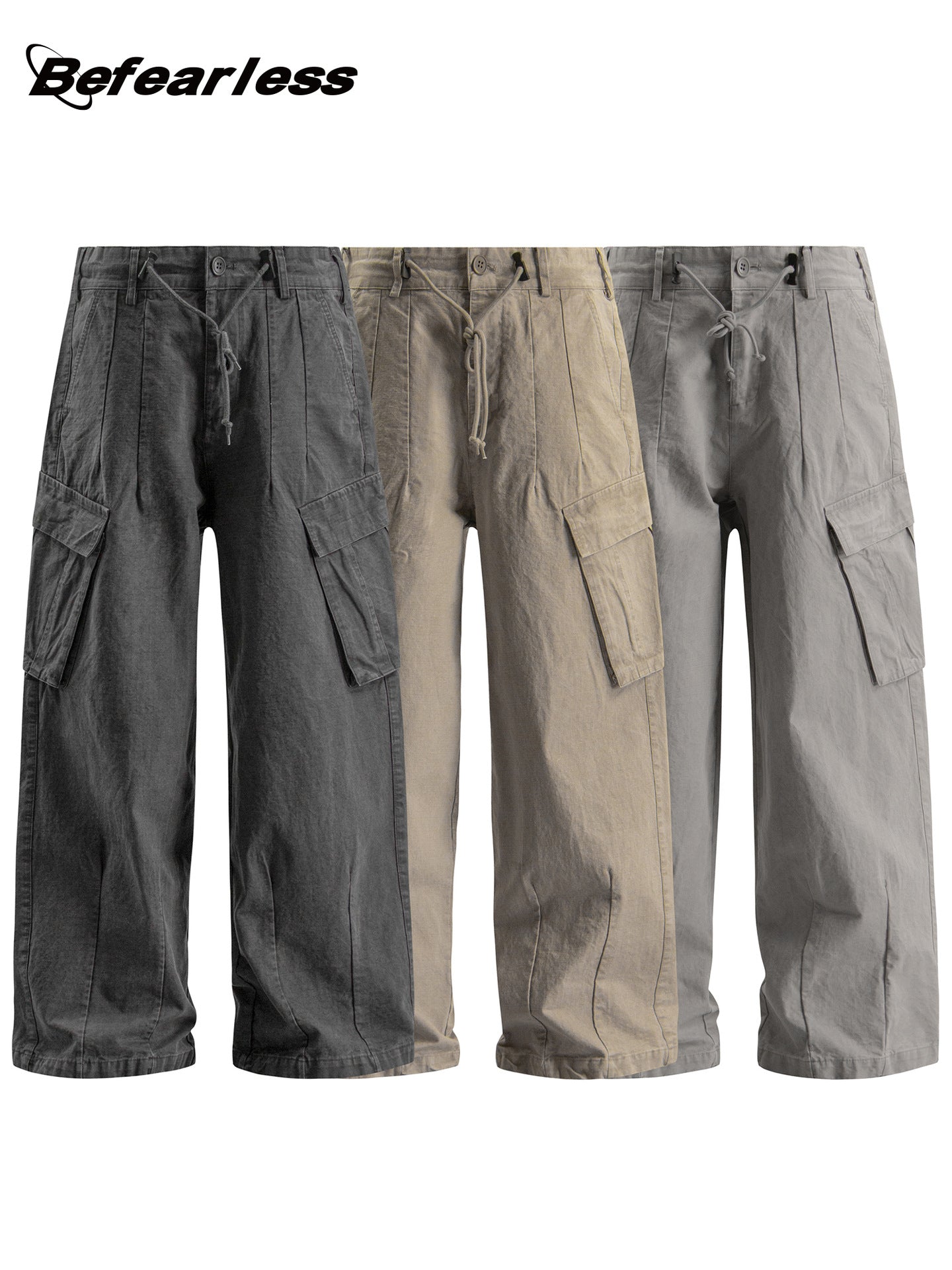 Washed Straight Wide Leg Cargo Pants  WN26343