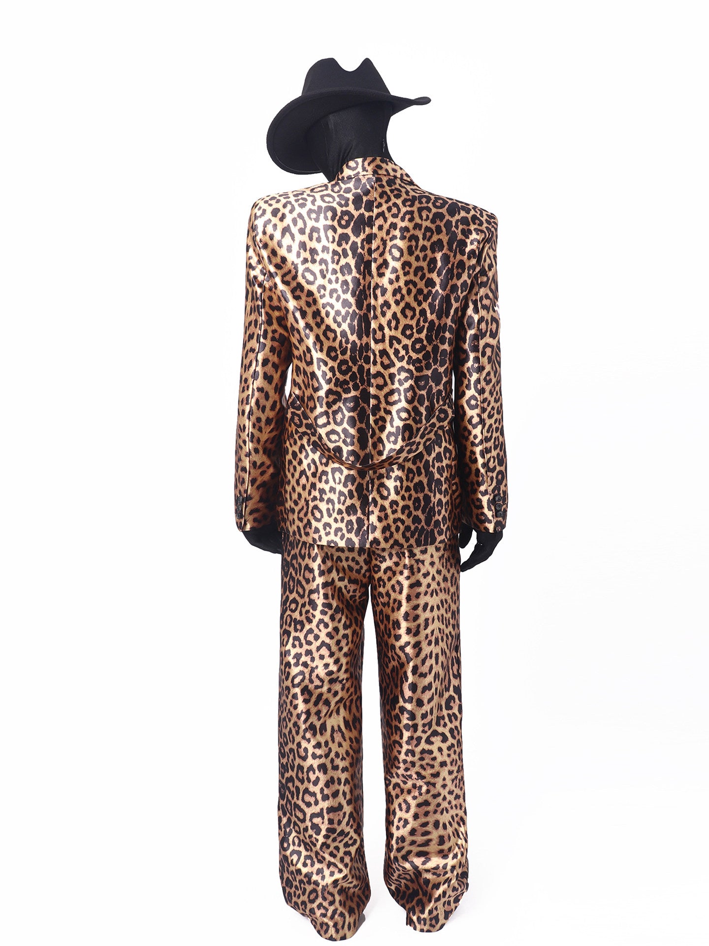 Satin Smooth Leopard Print Tailored Jacket & Trousers Setup WN23758