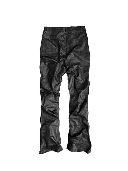 Zipper Pocket Hand-Paint Coating Flare Denim Jeans WN27080
