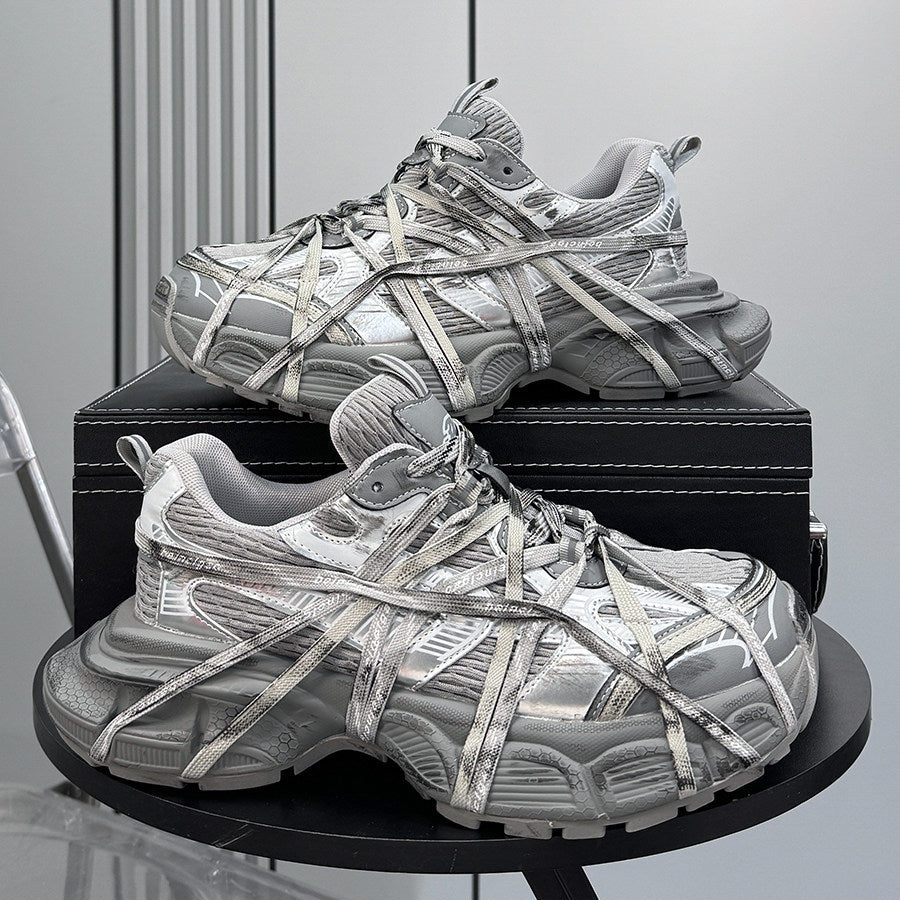 Metallic Strap Panel Chunky Sole Sneakers WN24618