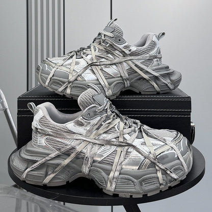 Metallic Strap Panel Chunky Sole Sneakers WN24618