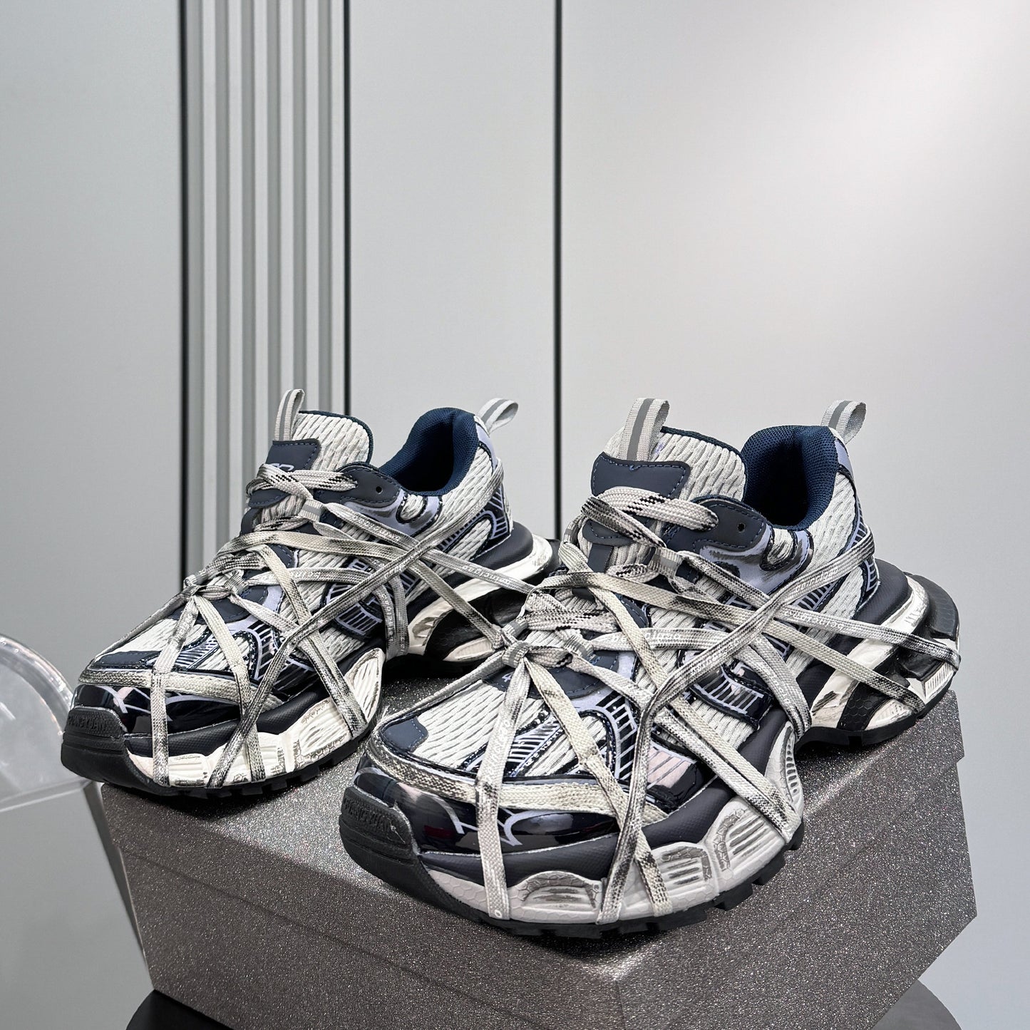 Metallic Strap Panel Chunky Sole Sneakers WN24618