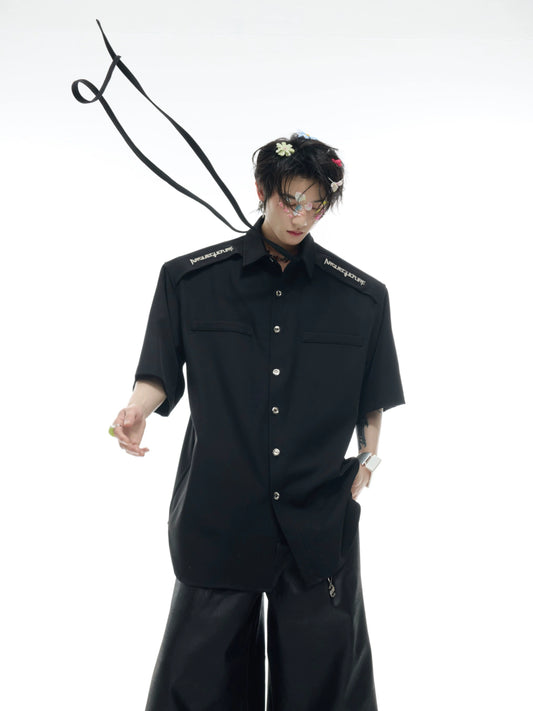 Ribbon Design Shoulder-Pad Short Sleeve T-Shirt WN16316