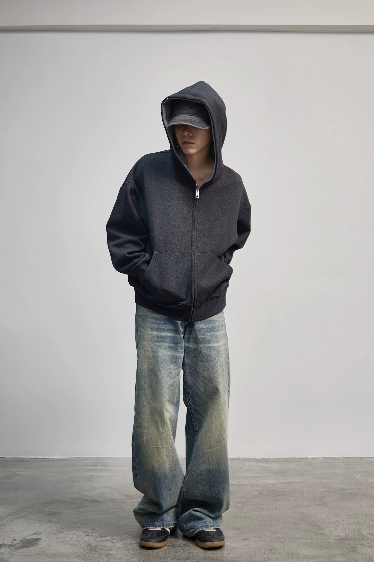 Plain Zip-Up Oversize Hoodie WN21184