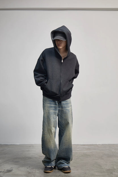 Plain Zip-Up Oversize Hoodie WN21184