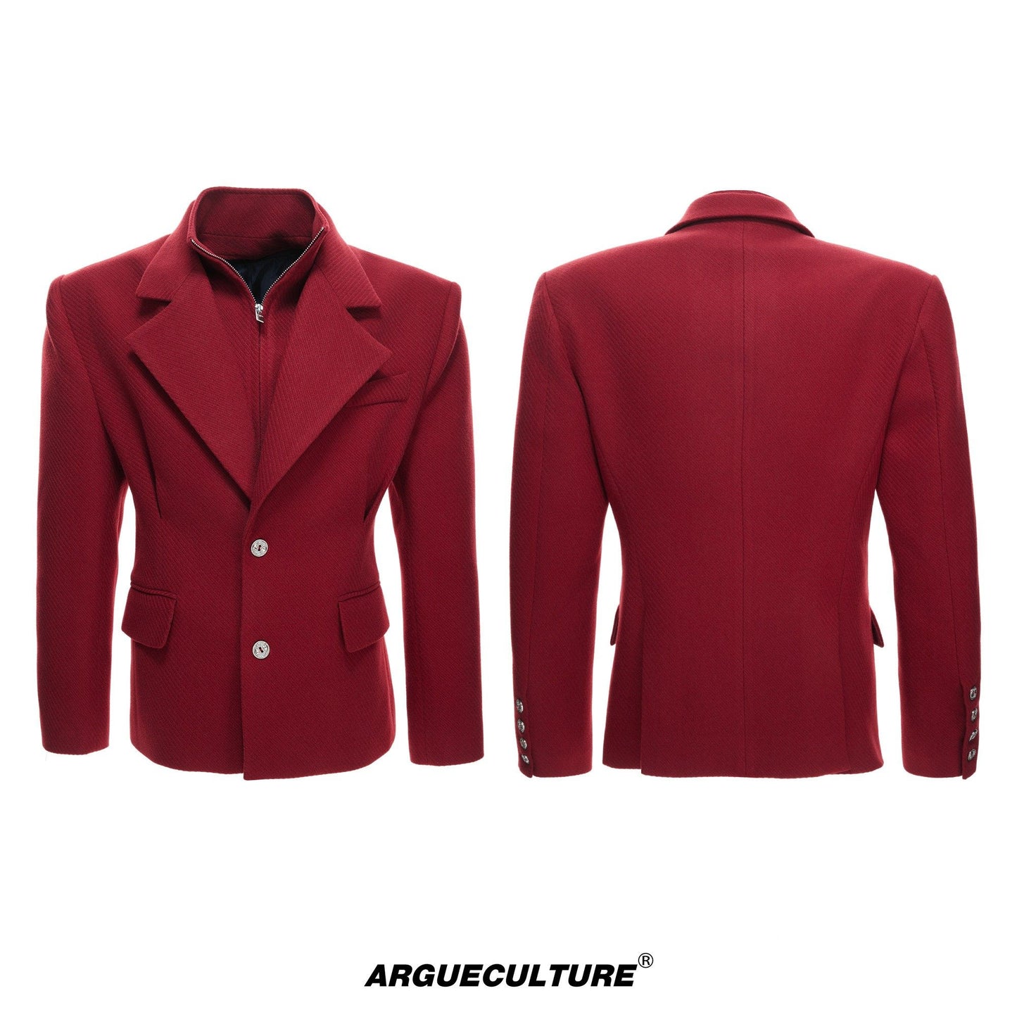 Layered Tailored Jacket & Drape Wide Leg Pants Setup WN23328