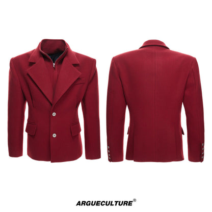 Layered Tailored Jacket & Drape Wide Leg Pants Setup WN23328