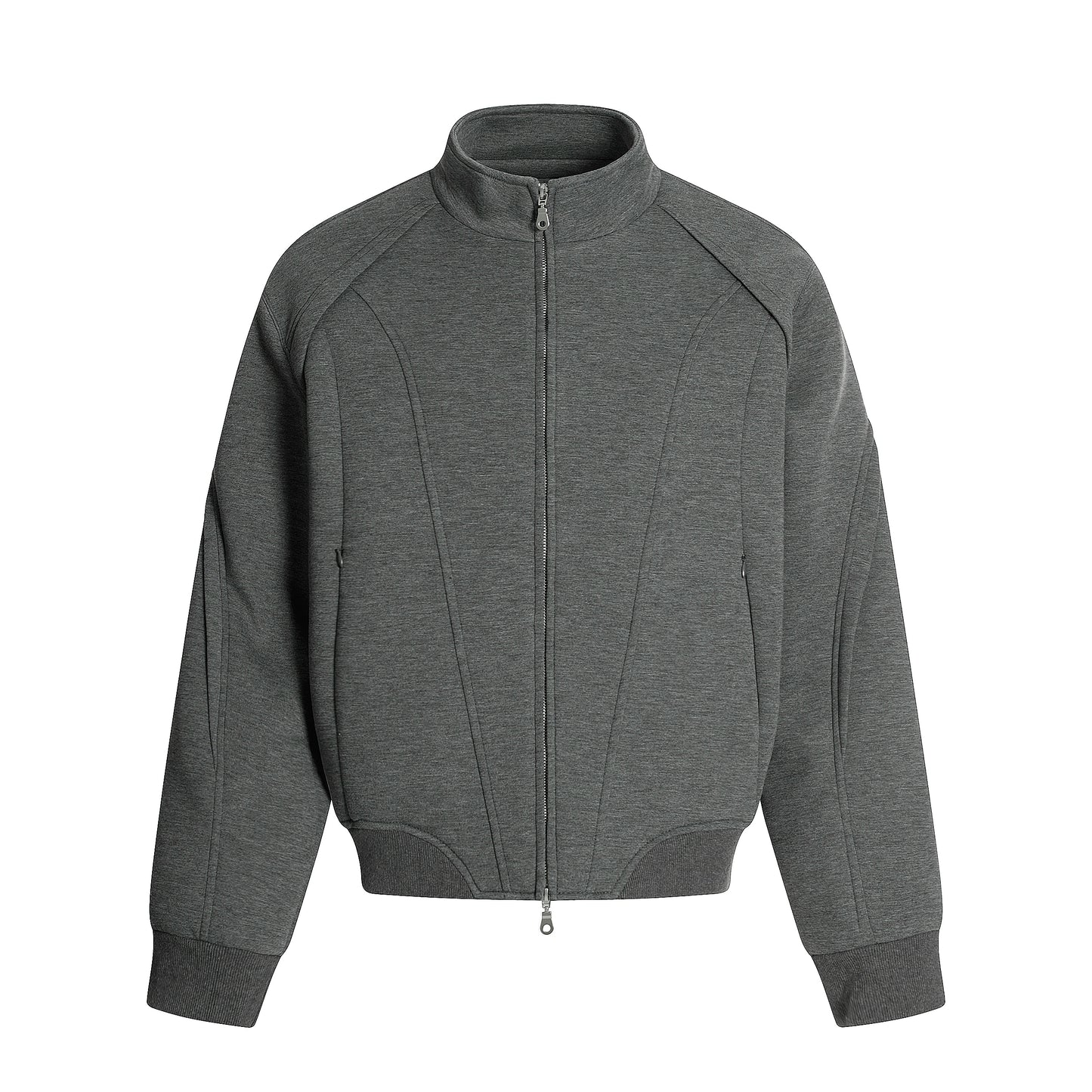 Deconstructed Oversize Zipper Stand Neck Jacket & Wide Leg Pants Setup WN20586