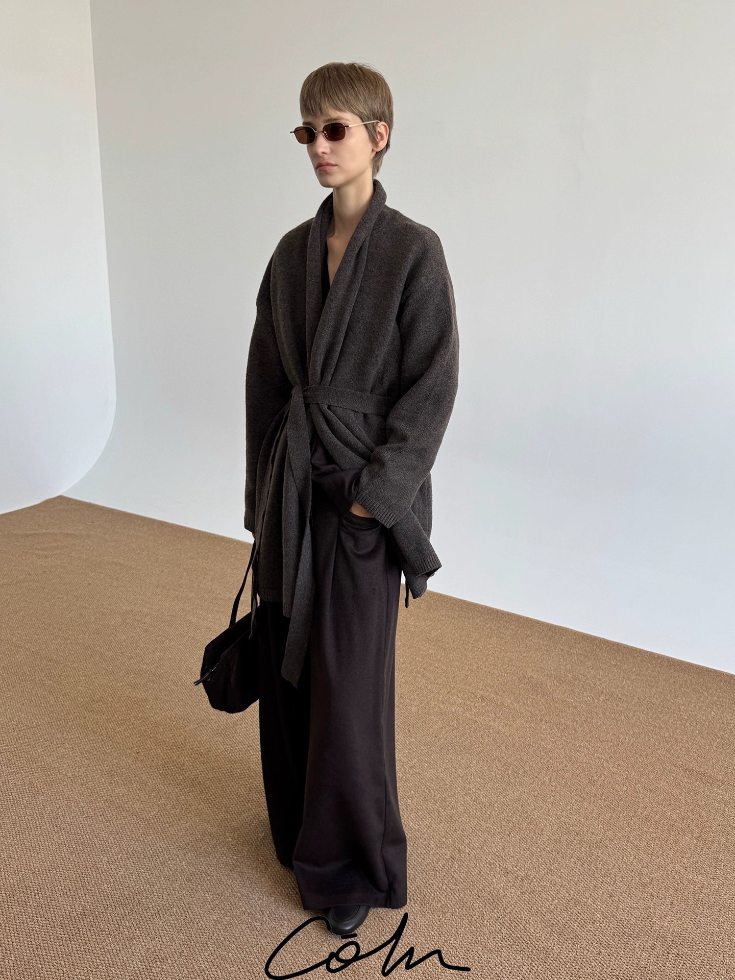 Belted Knit Plain Cardigan WN21508