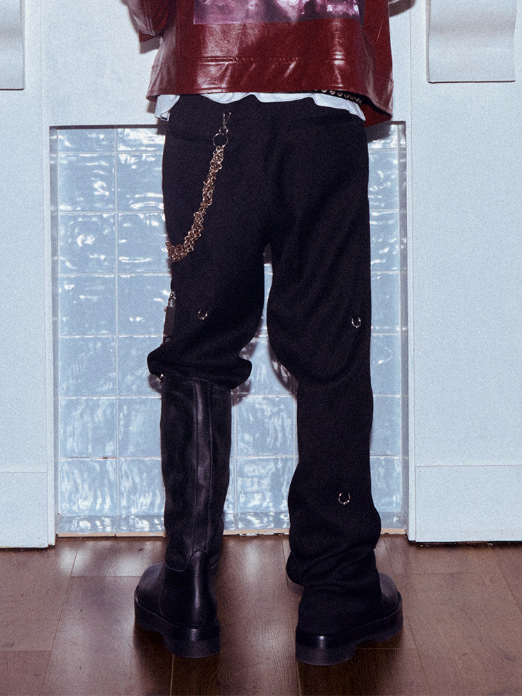 WN27109 Dream Band AW2024 Fall/Winter Punk Straight Round Button Trousers Men's Formal Business Slim Fit Trousers WN27109