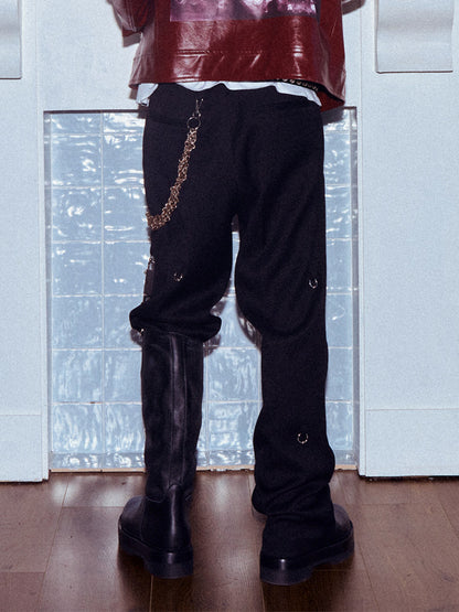 WN27109 Dream Band AW2024 Fall/Winter Punk Straight Round Button Trousers Men's Formal Business Slim Fit Trousers WN27109