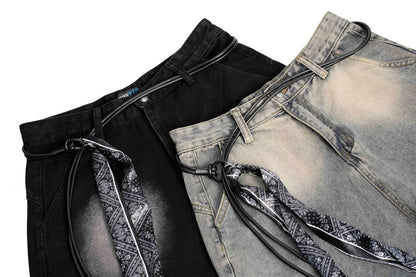 Spray Paint Gradient Wide Leg Denim Jeans WN28063